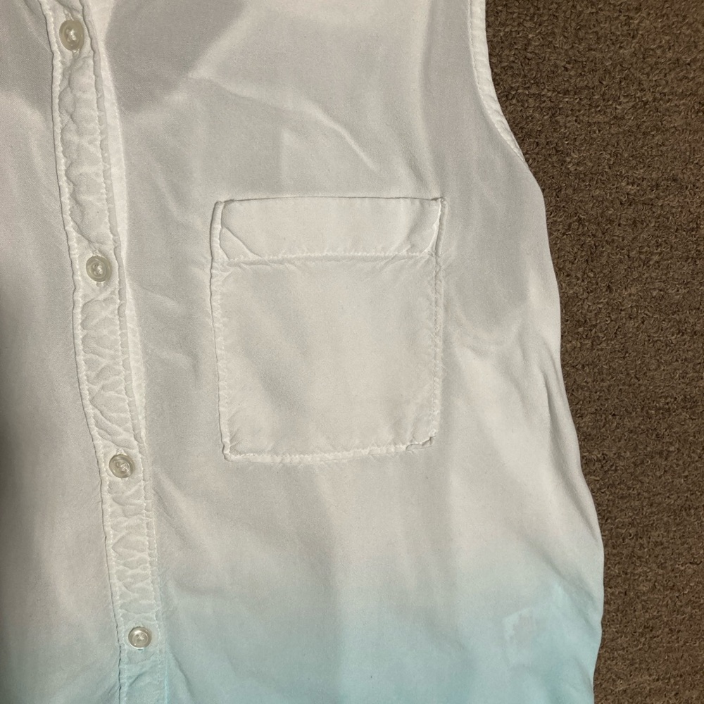 a.n.a White and Blue Sleeveless Button Down Shirt - Picture 5 of 9